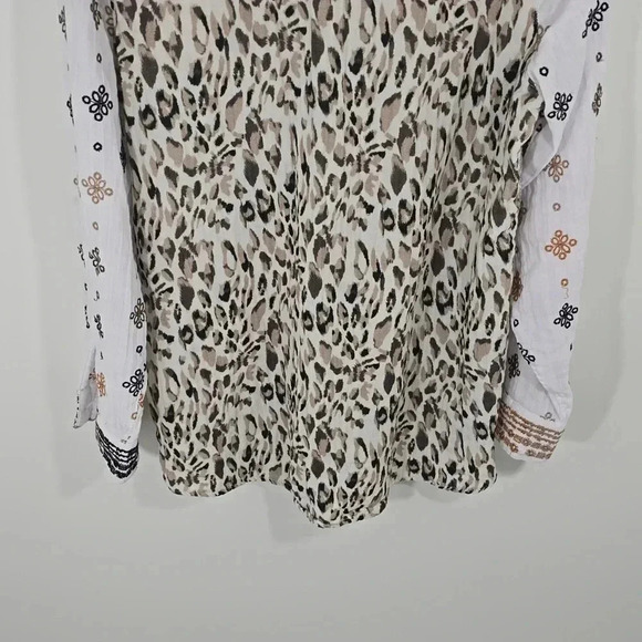 {Soft Surroundings} Gauzy Button-Down Embroidered Print Blouse - Medium - Picture 6 of 14